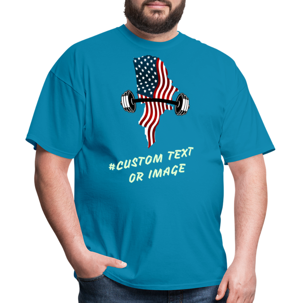 Custom Picture & Text Tshirt, Birthday photo text Shirt, Holiday Gift, Family Picture Tee, Personalized,Design your own,Plus size,Logo shirt - turquoise