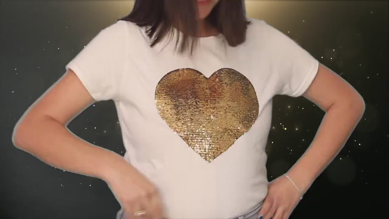 Custom Heart Shaped Sequin With Picture Unisex Shirt | Valentine Day Gift | Gifts for him | Gifts for Her | Valentine's gift idea |