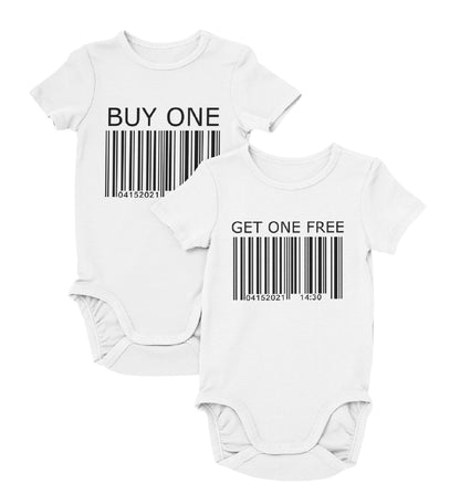 Buy One Get One Free Twin Personalized Custom Organic Onesies, Funny Baby Matching Bodysuit Set, Twin Baby Announcement, Baby Shower Gifts