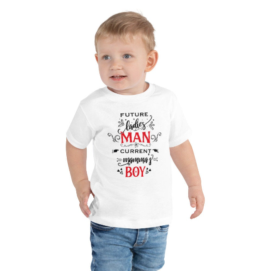 Future Ladies MAN Current Mommy Boy, Toddler Short Sleeve Tee, Cute Mother’s Day, Valentine Baby Gift, Baby shower Gift