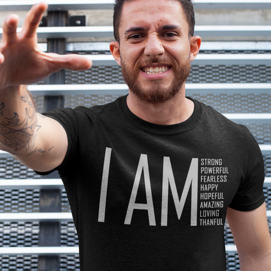 Camiseta unisex I Am Strong, Powerful &amp; Fearless, camiseta Mindfulness para hombres, camiseta inspiradora para mujeres, camiseta motivacional, camiseta gráfica Good Vibe