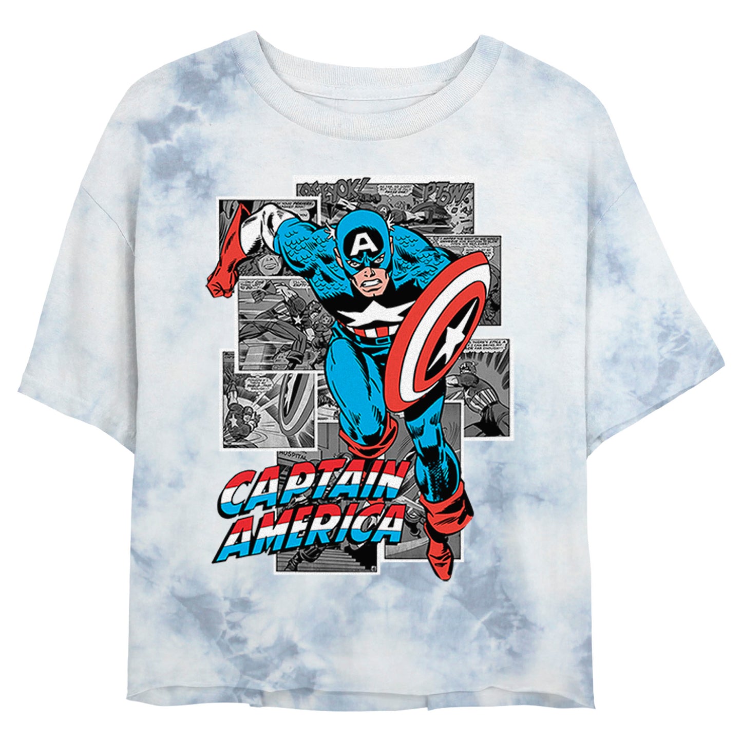 Junior's Marvel Comic Cap Bombard Tie-Dye T-Shirt