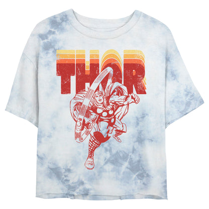 Junior's Marvel Thor Retro Bombard Tie-Dye T-Shirt