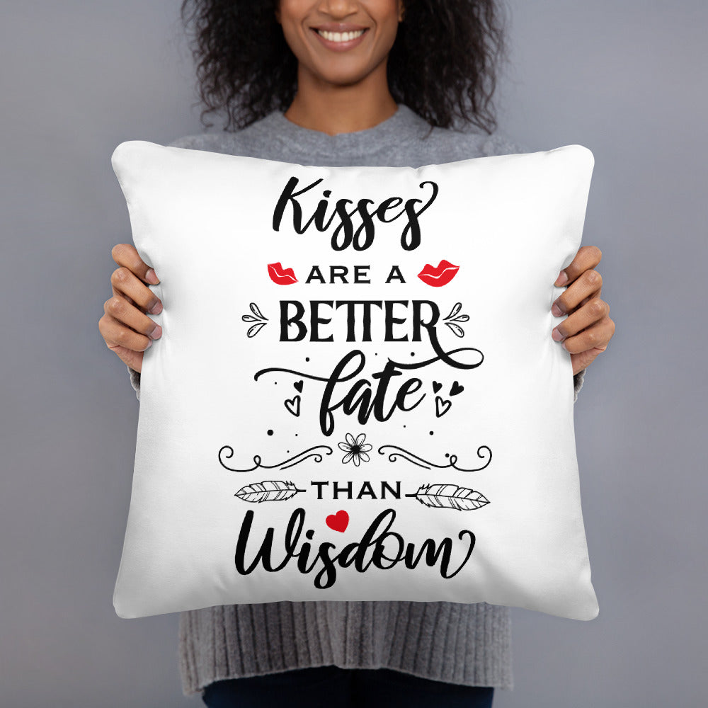 Kisses Are A Better Fate Than Wisdom - Pillow Case With Insert - Valentine, Lover Gifts