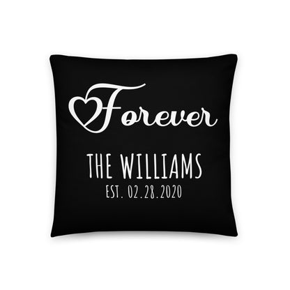 Personalized Wedding Gift, Couples Gift, Engagement Gift, Custom Pillow, Personalized Husband and Wife Gift - Black Pillow with insert