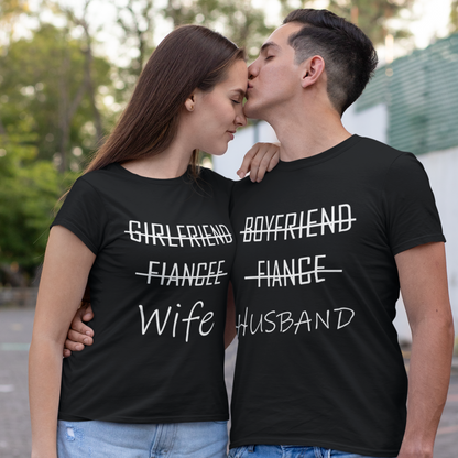 Girlfriend Fiancee Wife, Boyfriend Fiance Husband, Matching Couples, Wedding, Bride, Wifey Engagement, Just Married Shirt Set, Honeymoon Tee