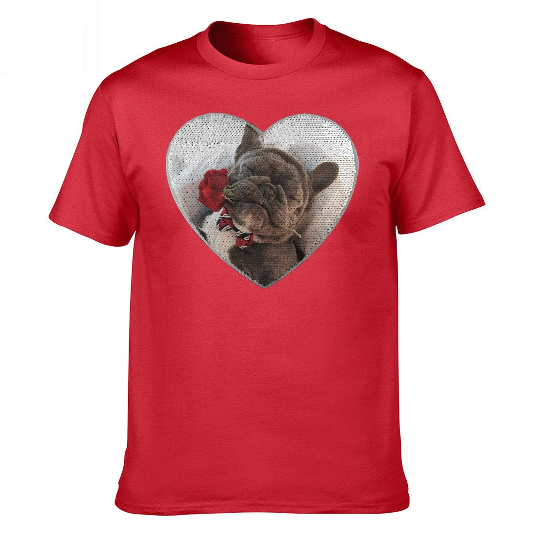 Custom Heart Shaped Sequin With Picture Unisex Shirt | Valentine Day Gift | Gifts for him | Gifts for Her | Valentine's gift idea |