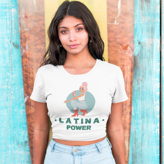 Camisa Recortada Latina Power, Camiseta Girl Power, Camisa Latina, Camisa Latina Feminista, Camisa Mexicana, Camisa Española