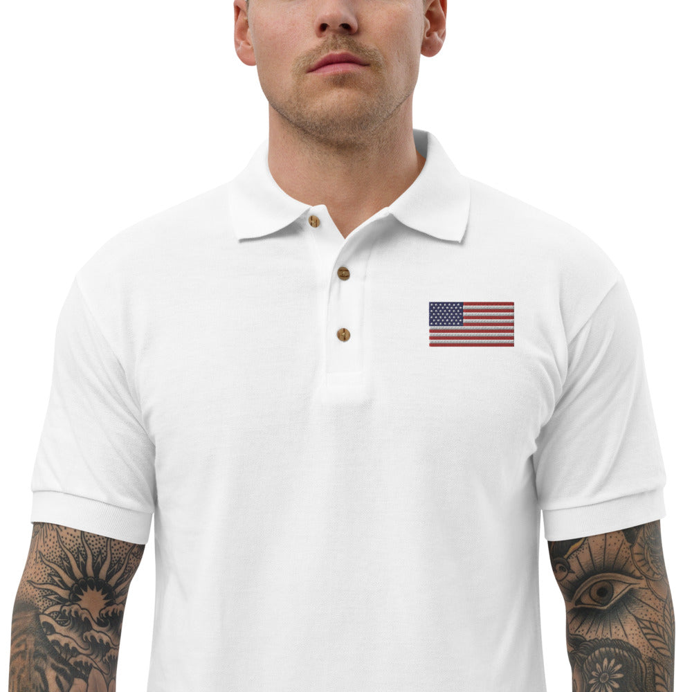 American Flag - Embroidered Polo Shirt