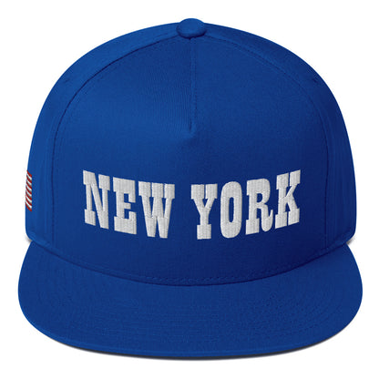 New York Embroidered Flat Bill Cap