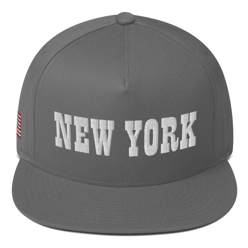 New York Embroidered Flat Bill Cap