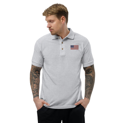 American Flag - Embroidered Polo Shirt