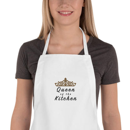 Queen Of The Kitchen Embroidered Women Apron, Mothers Day Gift, Gift For Her, Wife Gift Apron, Bakery Apron, Kitchen Chef Gift
