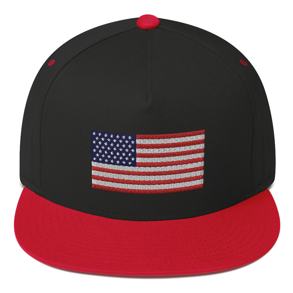 Gorra plana bordada con la bandera de EE. UU.