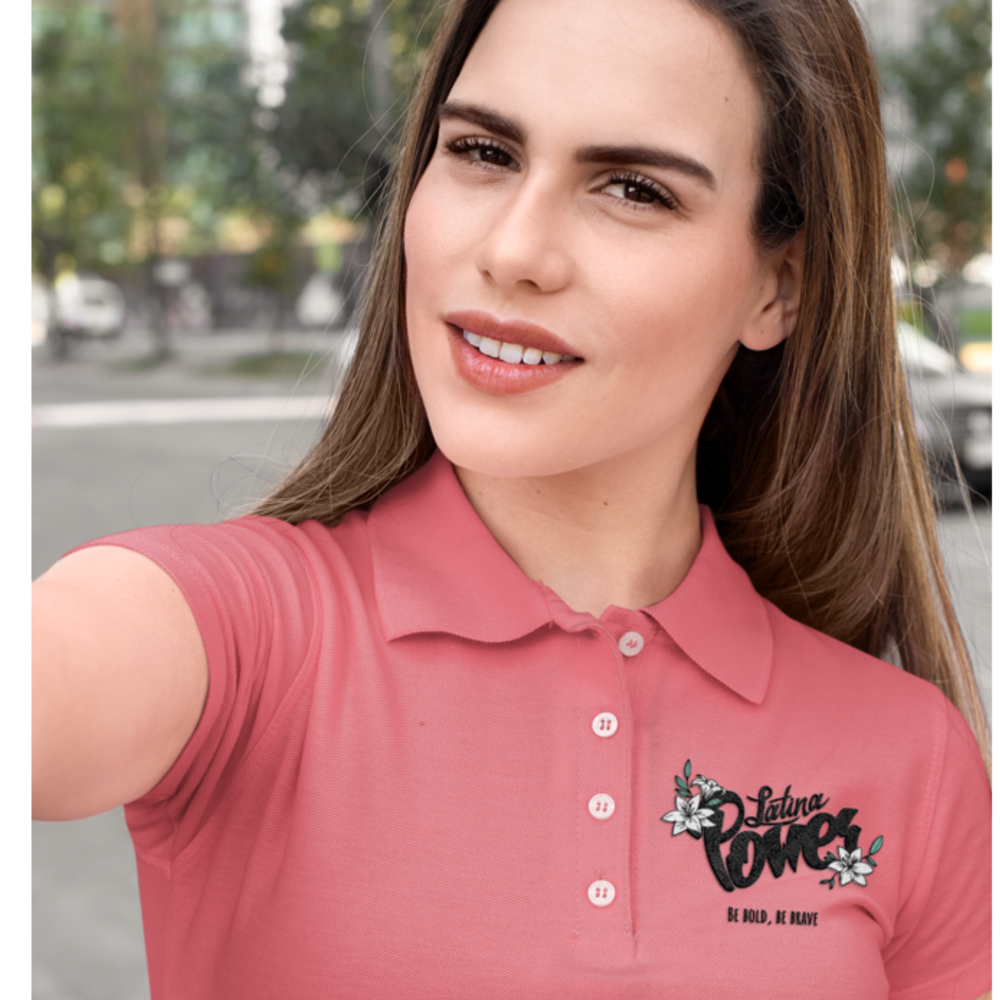 Latina Power Embroidered Women Polo Shirt, Girl Power Shirt, Latina Tee, Feminist Latina Shirt, Mexicana Shirt, Spanish Shirt