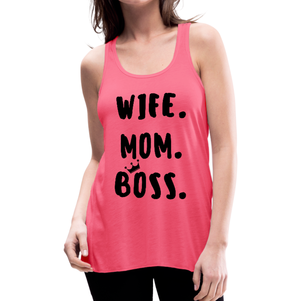 Wife Mom Boss Tank Top 2 - neon pink