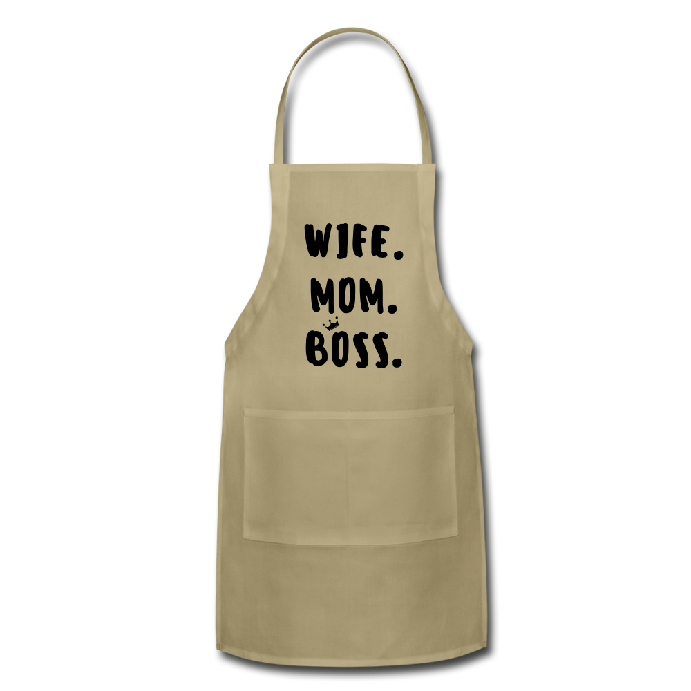 Wife Mom Boss Apron 2 - khaki
