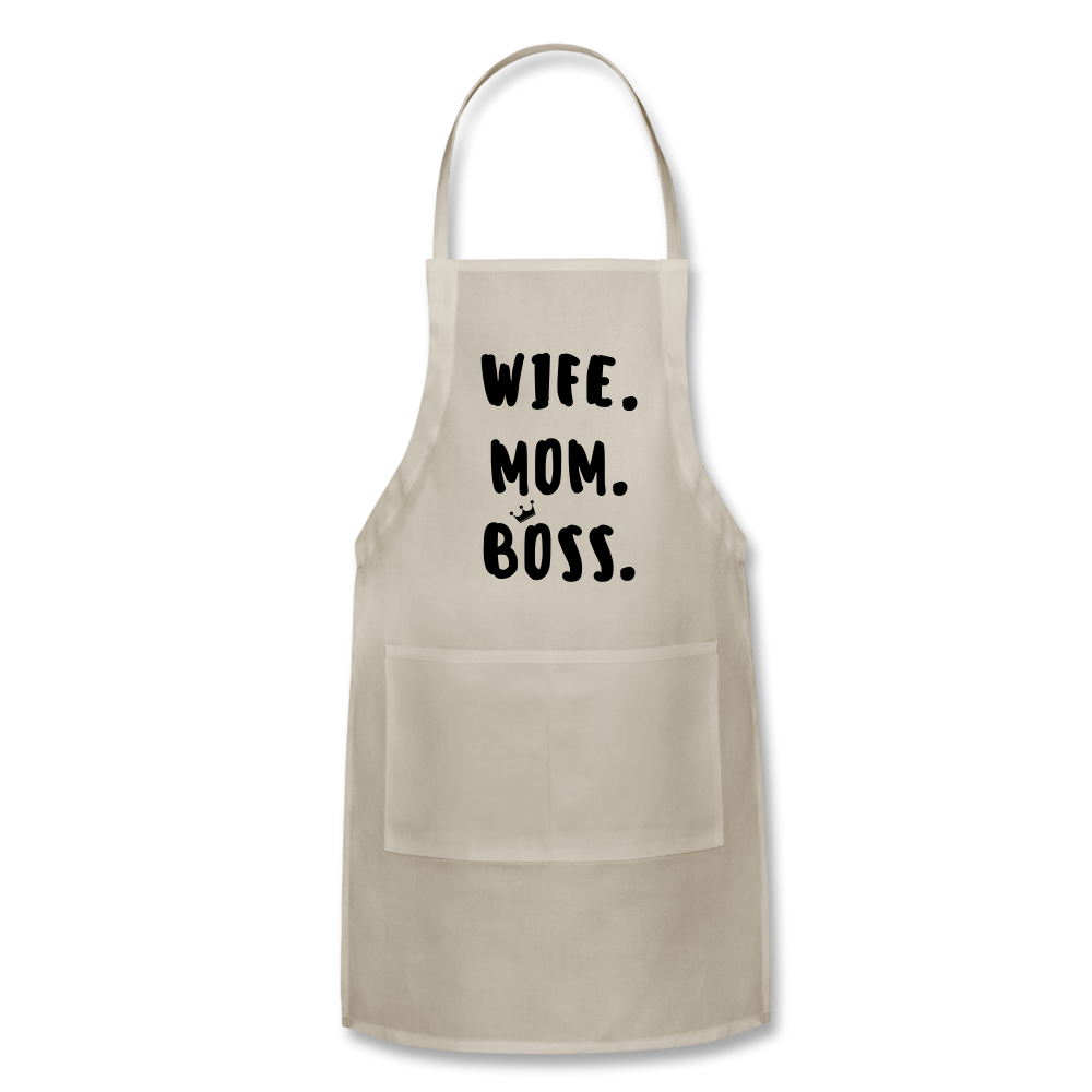 Wife Mom Boss Apron 2 - natural
