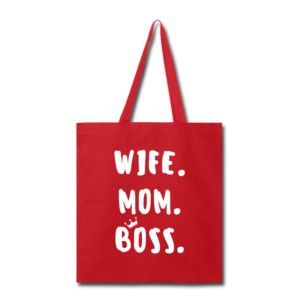 Wife Mom Boss Tote Bag - red