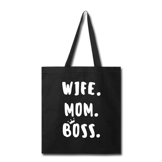 Wife Mom Boss Tote Bag - black