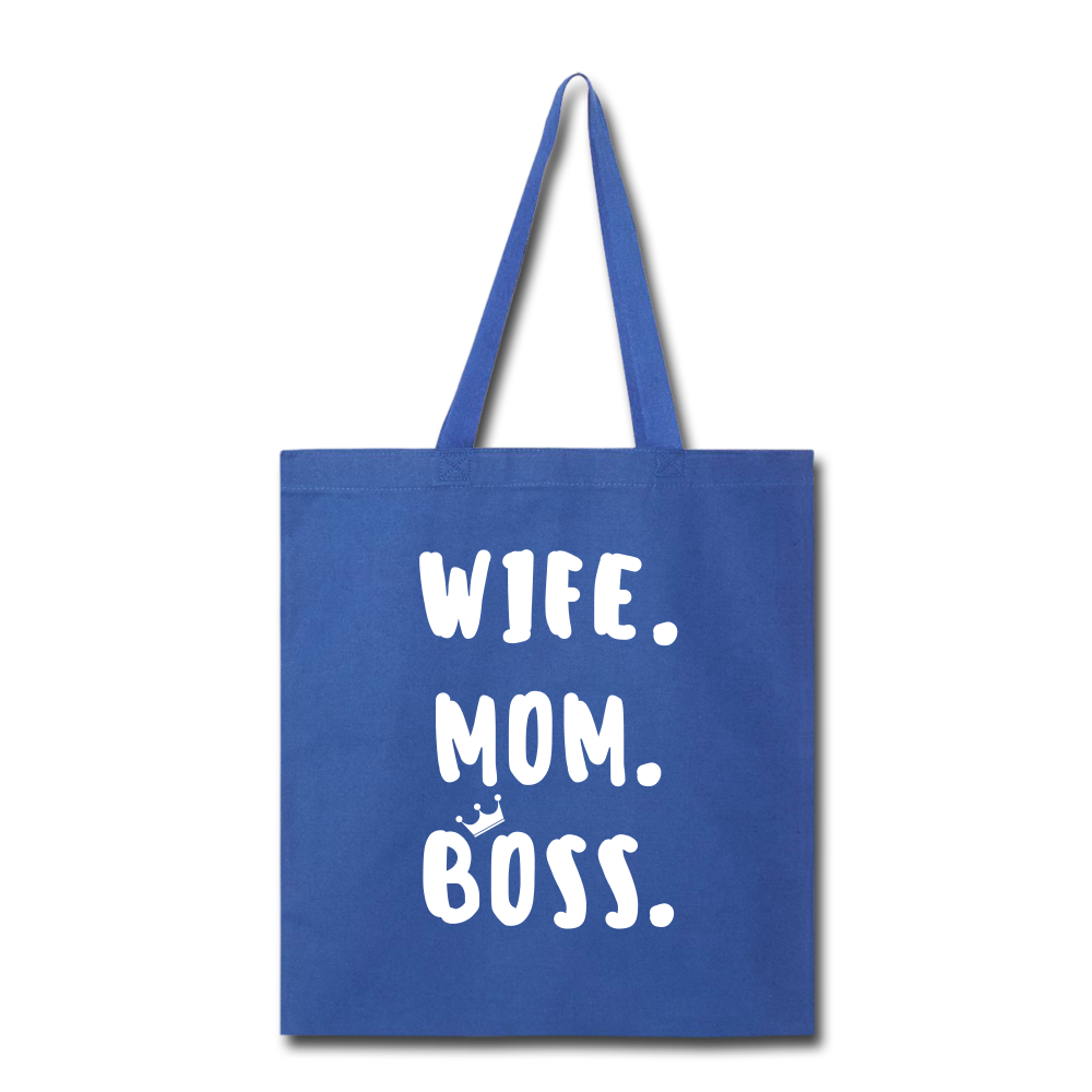 Wife Mom Boss Tote Bag - royal blue