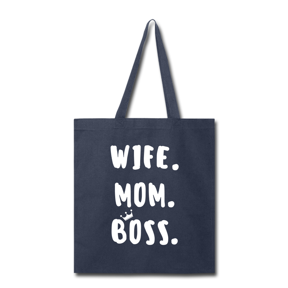 Wife Mom Boss Tote Bag - navy