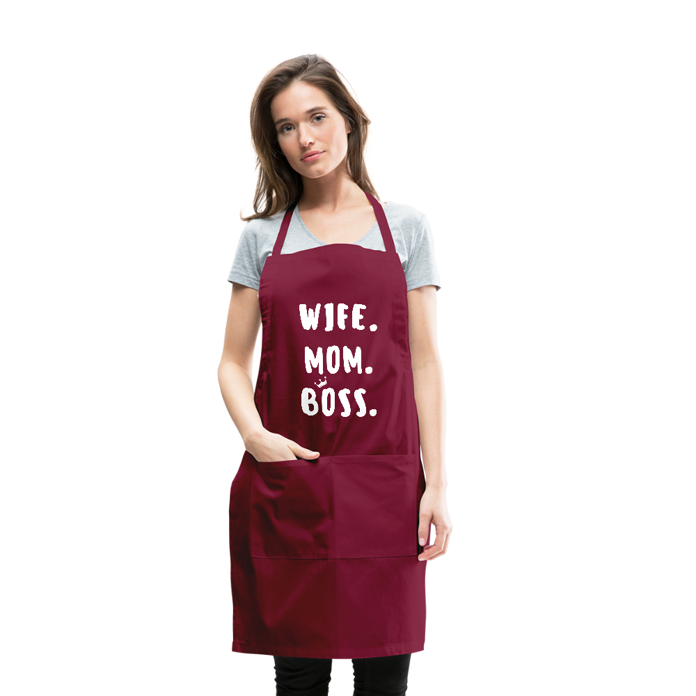 Wife Mom Boss Apron - burgundy