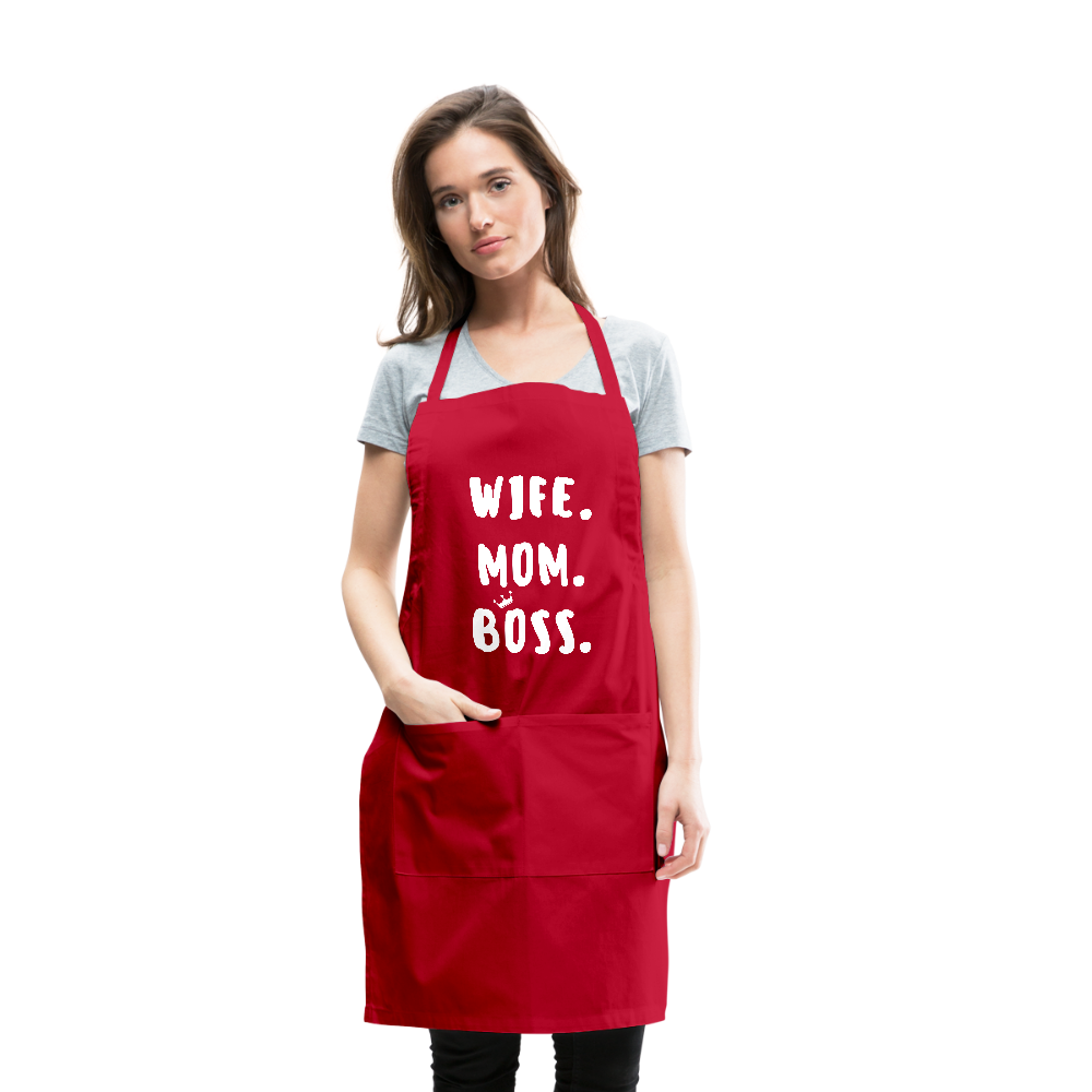 Wife Mom Boss Apron - red
