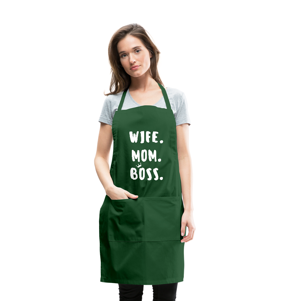 Wife Mom Boss Apron - forest green