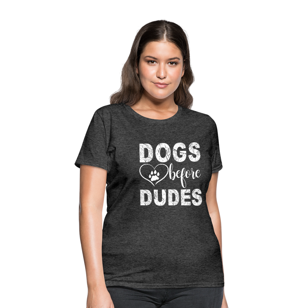 Dogs before Dudes T-Shirt - heather black