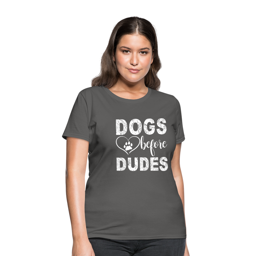 Dogs before Dudes T-Shirt - charcoal