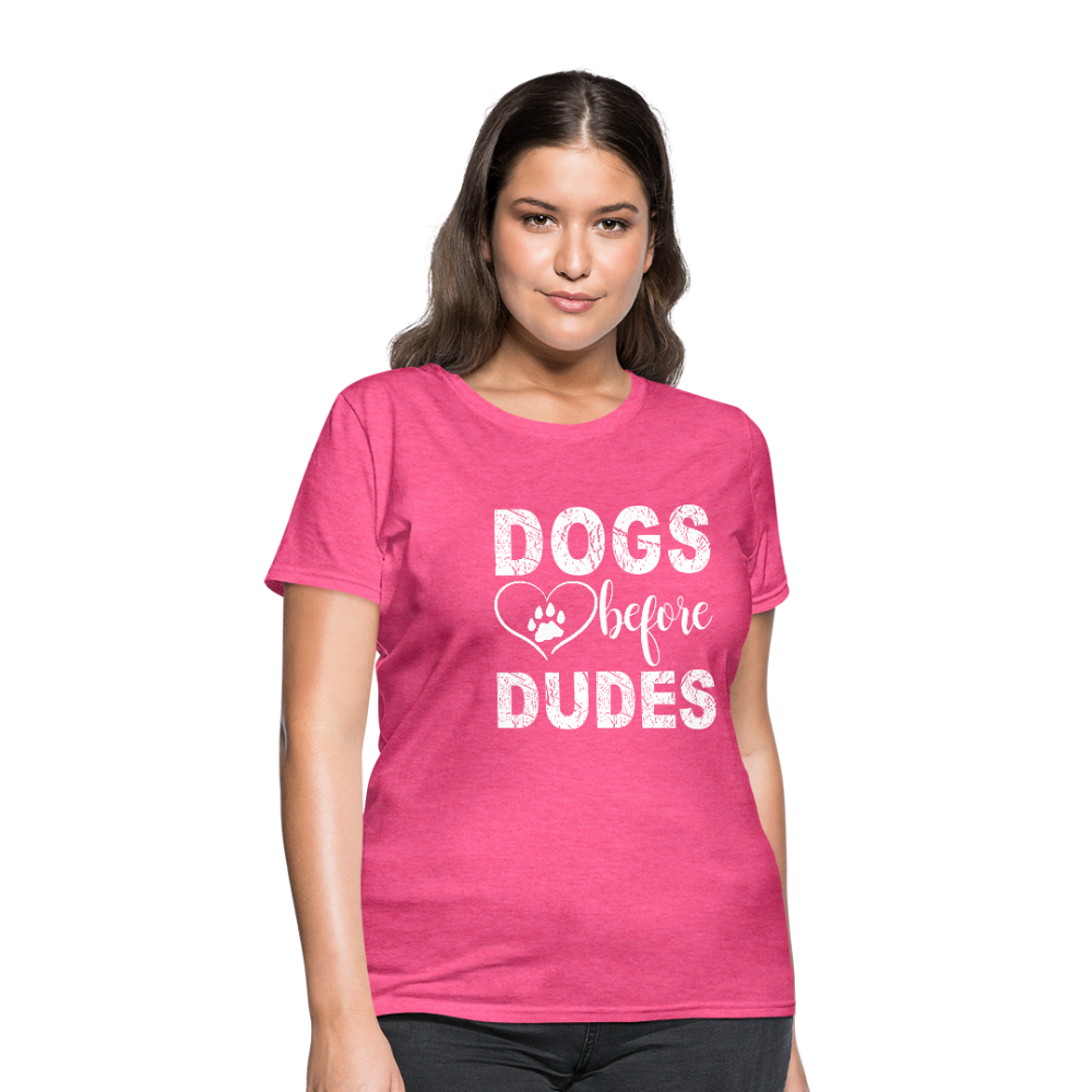 Dogs before Dudes T-Shirt - heather pink