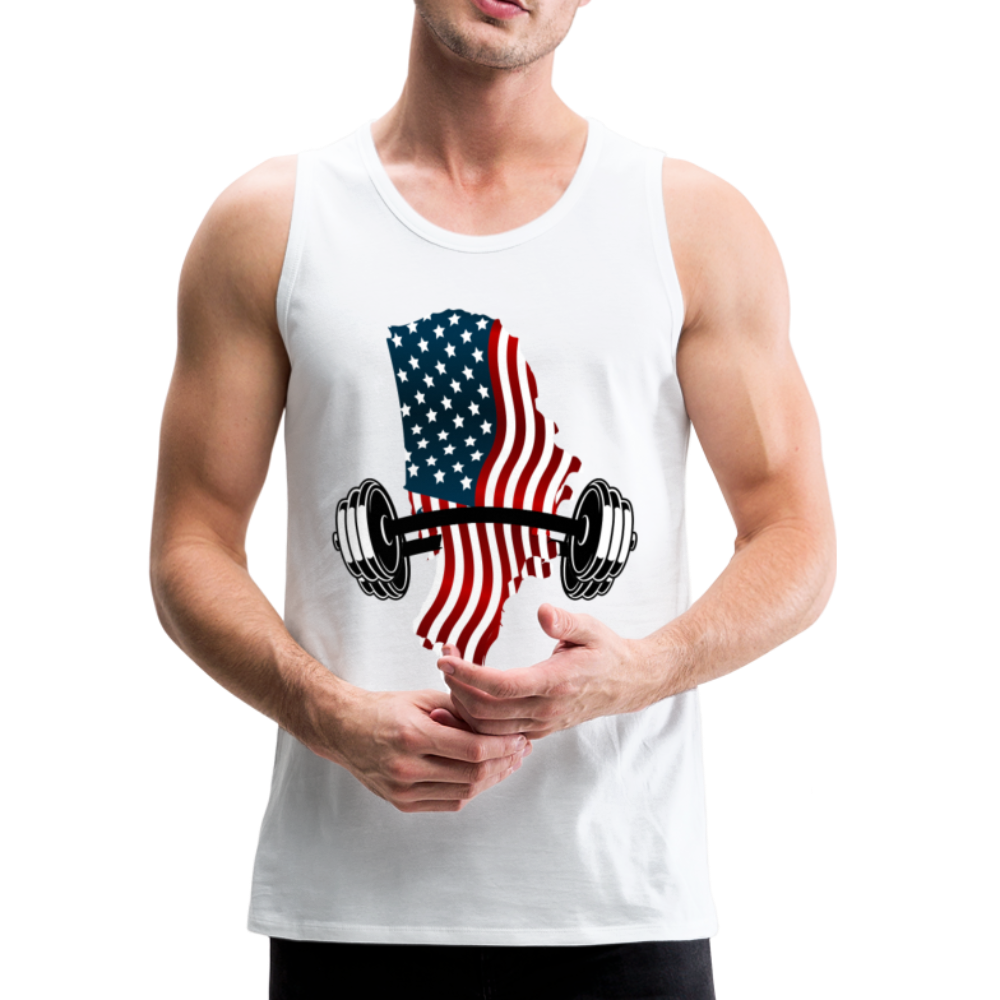 American Flag Dumbbells - Men’s Premium Top Tank - white