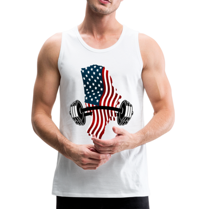 American Flag Dumbbells - Men’s Premium Top Tank - white