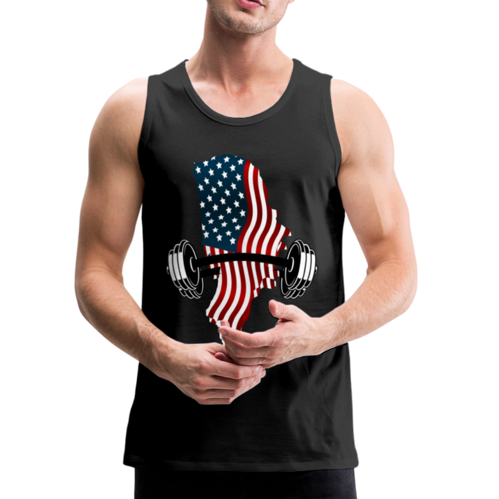 American Flag Dumbbells - Men’s Premium Top Tank - black