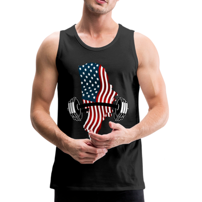 American Flag Dumbbells - Men’s Premium Top Tank - black