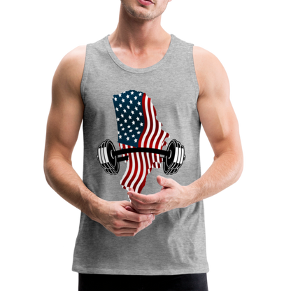 American Flag Dumbbells - Men’s Premium Top Tank - heather gray