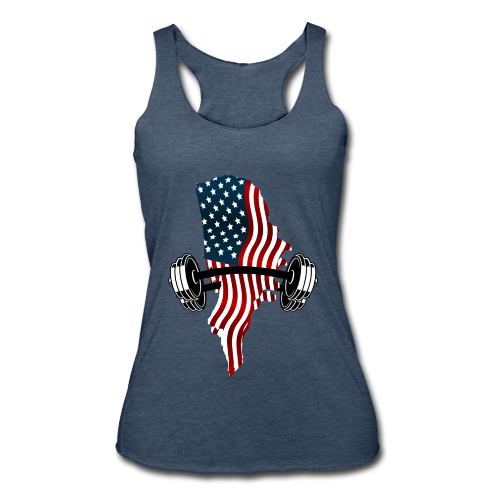 American Flag Dumbbells - Women’s Racerback Tank - heather navy