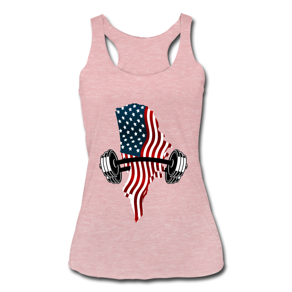 American Flag Dumbbells - Women’s Racerback Tank - heather dusty rose