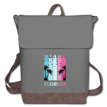 Miami Florida Beach - Canvas Backpack - gray/brown