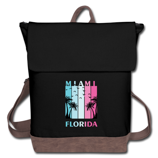 Miami Florida Beach - Canvas Backpack - black/brown