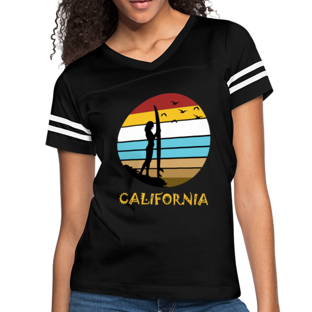 California Beach - Women’s Vintage Sport T-Shirt - black/white