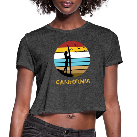 California Beach - Women's Cropped T-Shirt - deep heather