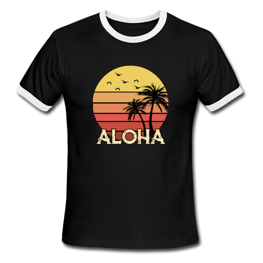 ALOHA Beach - Men's Ringer T-Shirt - black/white