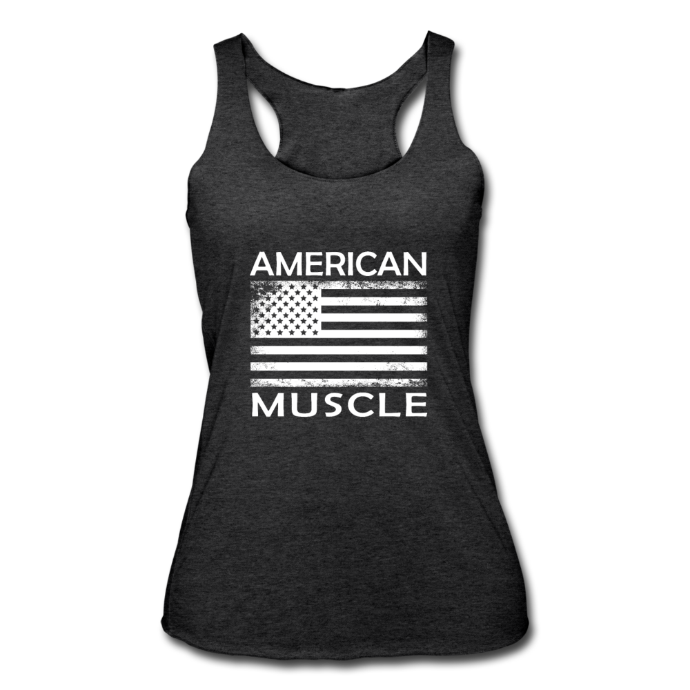 American Muscle Flag - Women’s Tri-Blend Racerback Tank - heather black