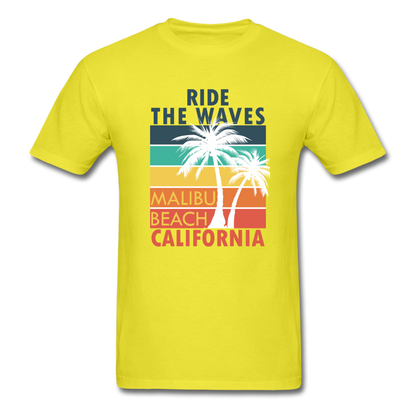 Ride the Waves - Malibu Beach - Unisex Classic T-Shirt - yellow