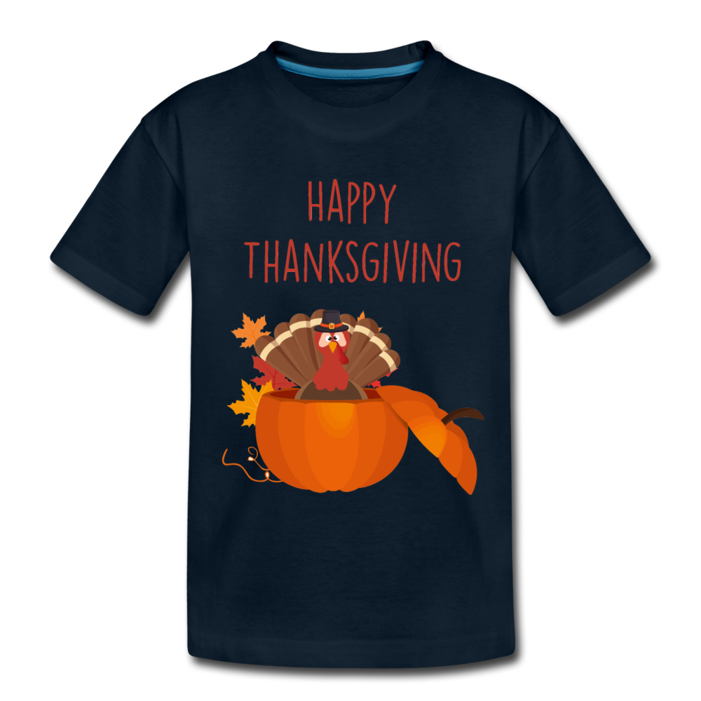 Happy ThanksGiving - Kids' Premium T-Shirt - deep navy