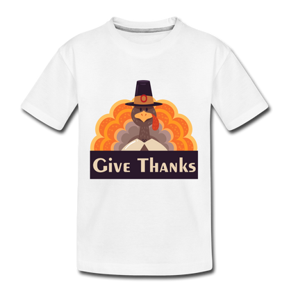 Give Thanks (ThanksGiving Turkey) - Kids' Premium T-Shirt - white