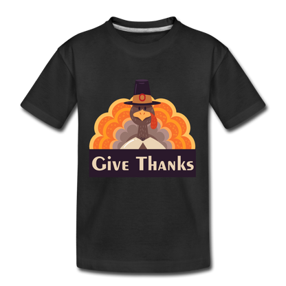 Give Thanks (ThanksGiving Turkey) - Kids' Premium T-Shirt - black