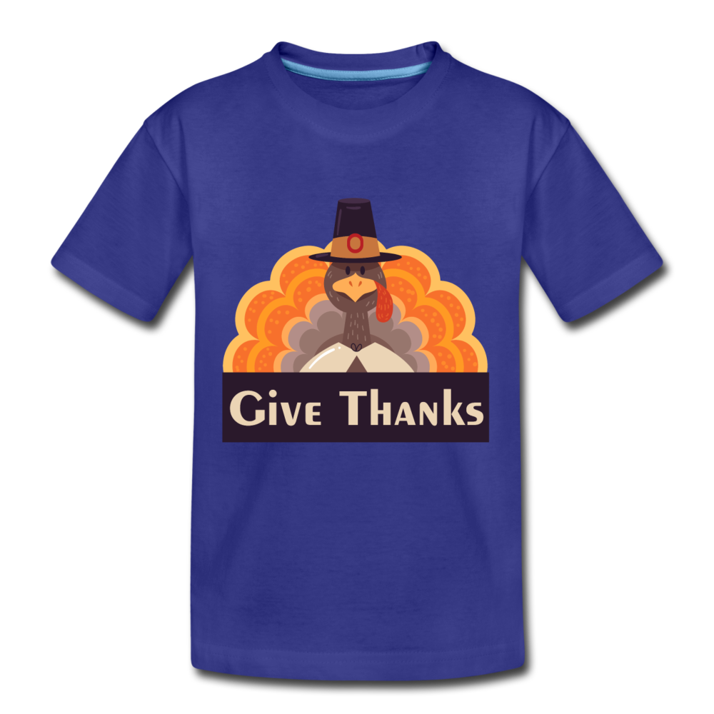 Give Thanks (ThanksGiving Turkey) - Kids' Premium T-Shirt - royal blue
